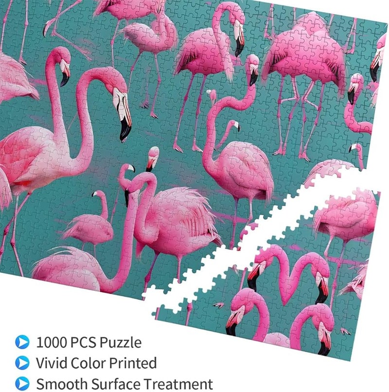 لغز فلامنجو 1000 قطعة 29.5 × 19.7 بوصة ديكور منزلي للكبار هدية عيد ميلاد - Image 2